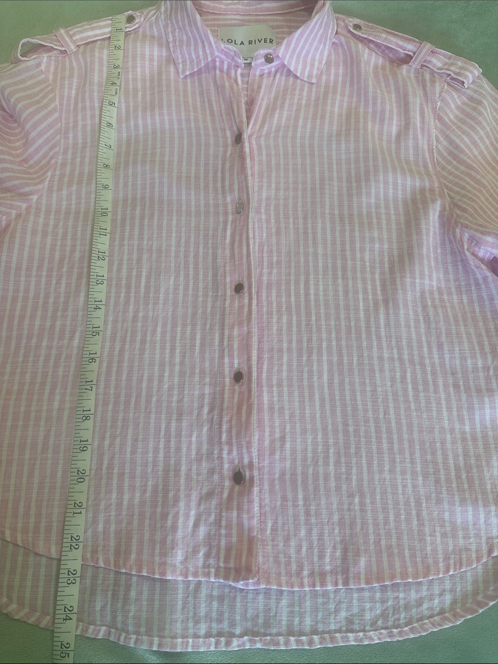 Women's Pink Striped Button-Down Collared Shirt 100% cotton M - Picture 9 of 11